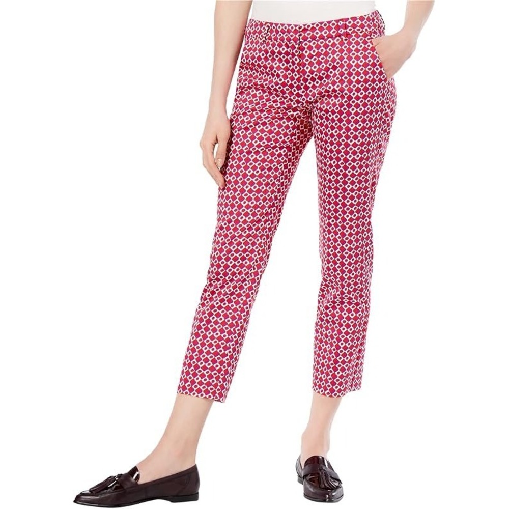 Weekend Max Mara NWT Cico Slim Cigarette Trousers 6 Red Geometric Print Pants